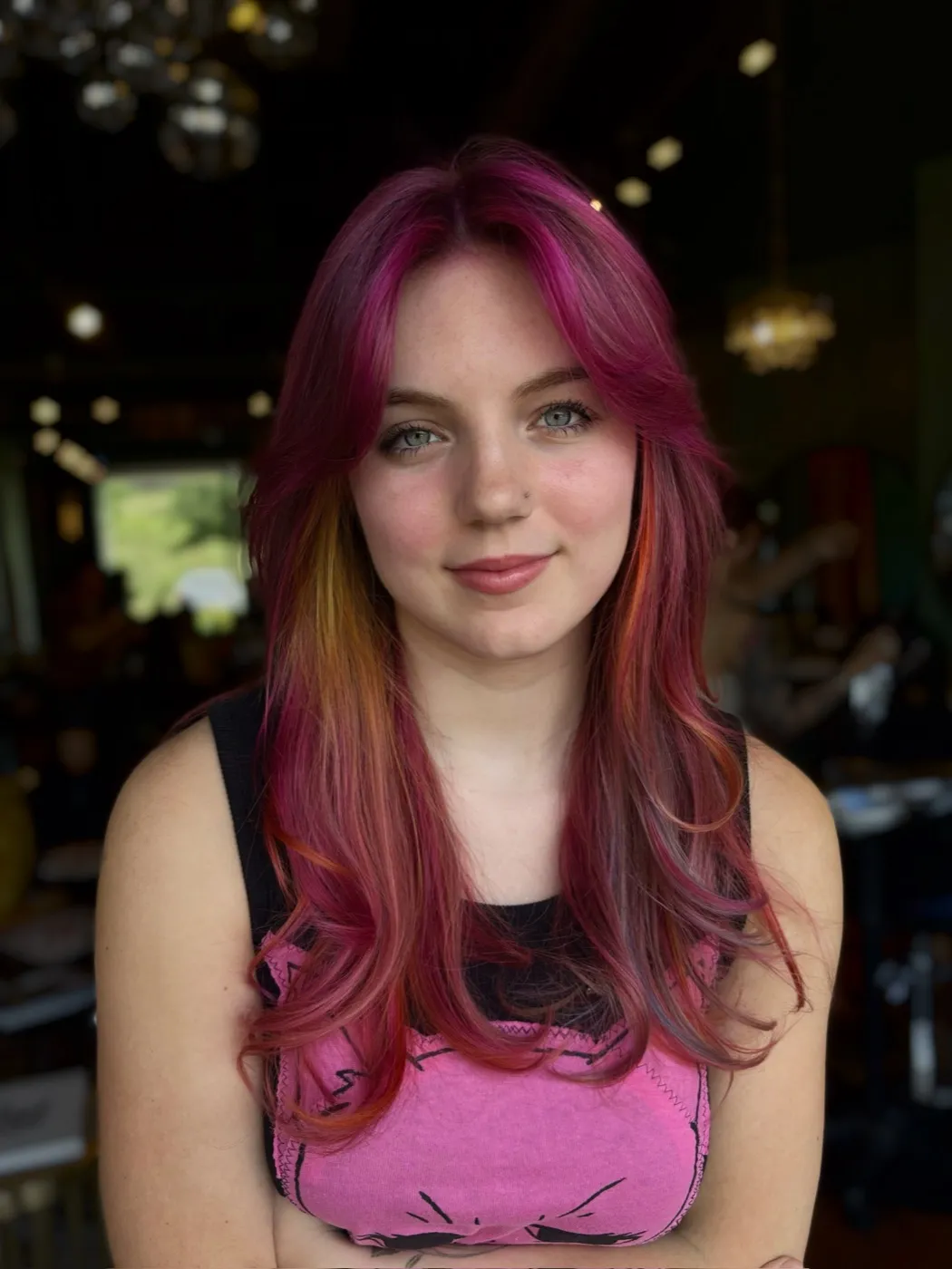 Vivid magenta-pink color, front view